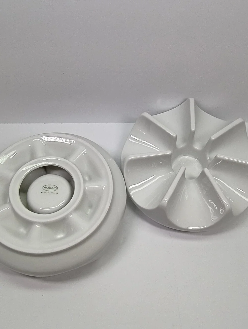 2 Ct Arzberg Teapot Warmer Votive Candle Holder White Porcelain Germany VINTAGE